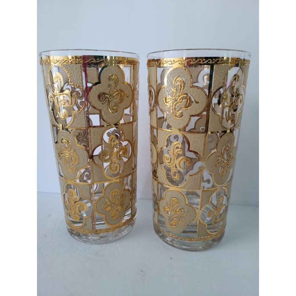 Set of 2 VTG CULVER LTD  Sallye 22K Design High Ball Glasses